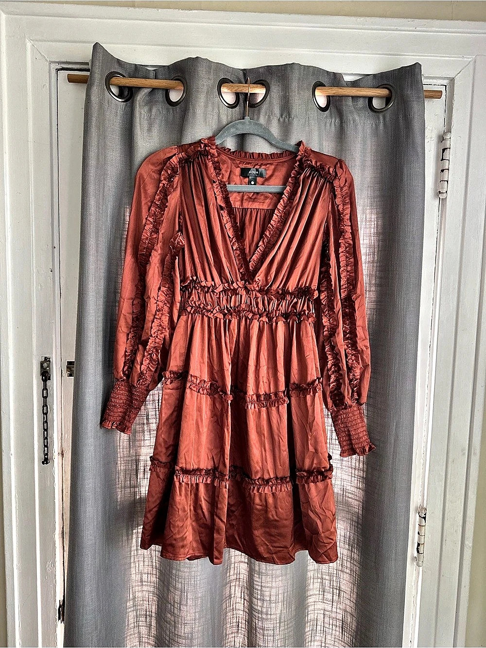 Aqua Ruffle Mini Dress in Orange